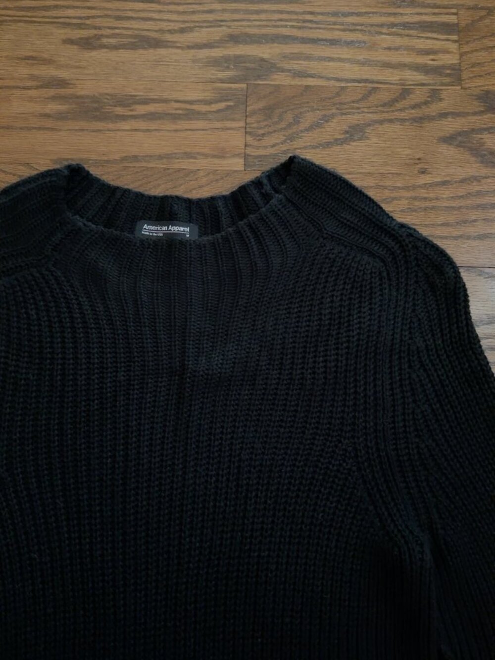 American Apparel Black Chunky Ribbed Knit Sweater, Women's M